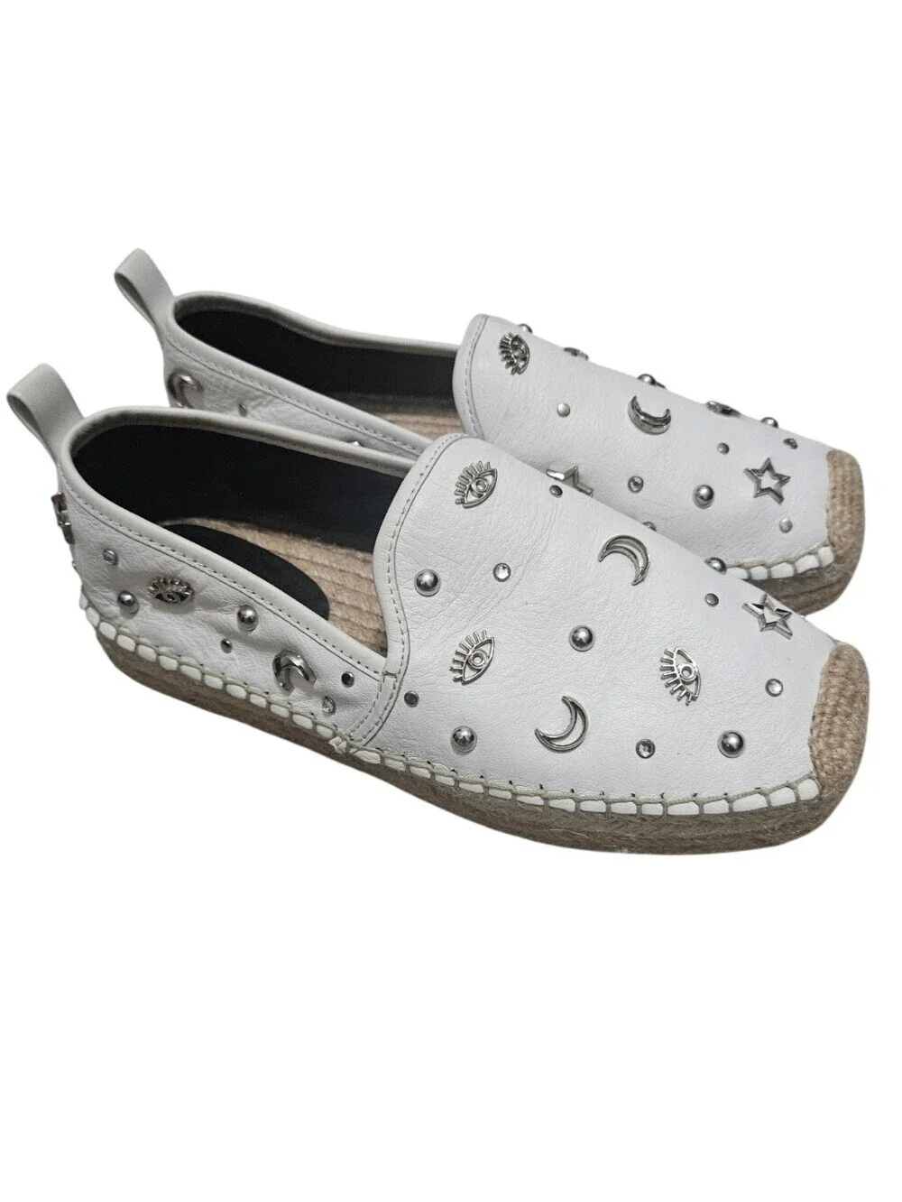 Rebecca Minkoff Stud Espadrilles Leather White